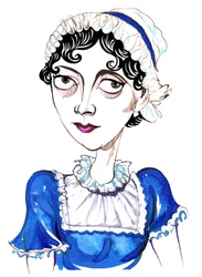 Jane Austen, English novelist; caricature